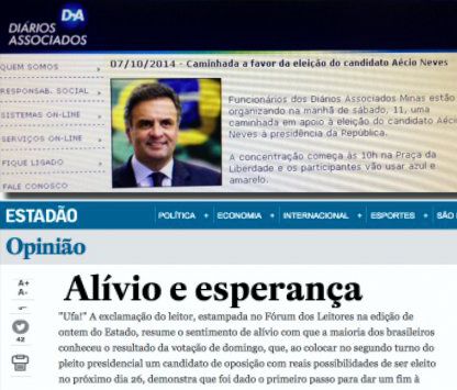 Manchetes pro Aécio
